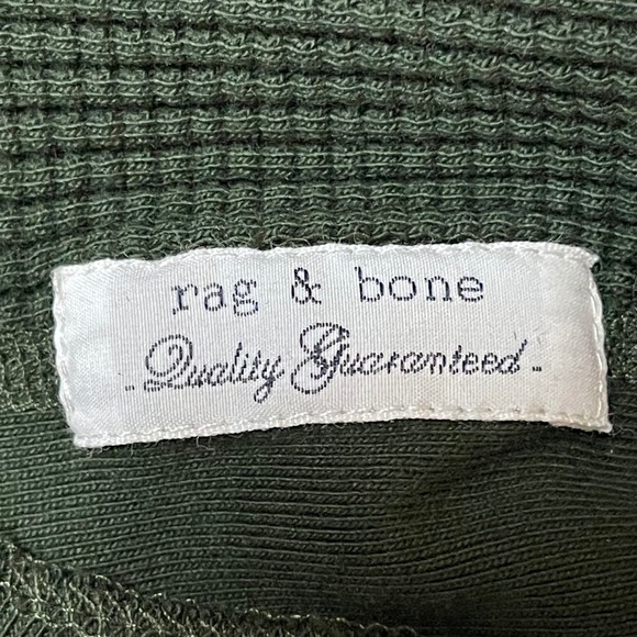 Rag Bone New York Mens Dark Army Hunter Green Waffle Knit Hoodie Size M NWOT - Picture 5 of 7